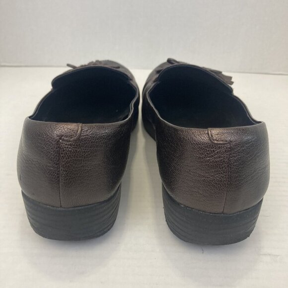 FitFlop Leather Tassel Loafers Shoes Womens Size 11 Brown Comfort Slip On Comfy - Picture 9 of 12